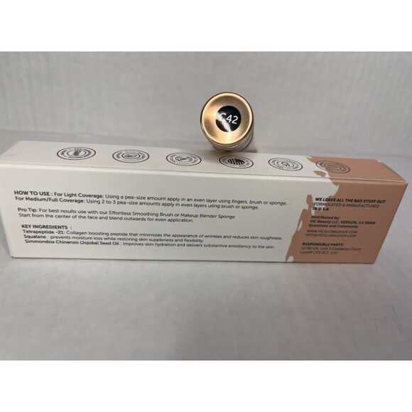 VIC L.A. Radiant Velvet Full Coverage Foundation C42 Light/Medium Tan Collagen - Picture 10 of 10